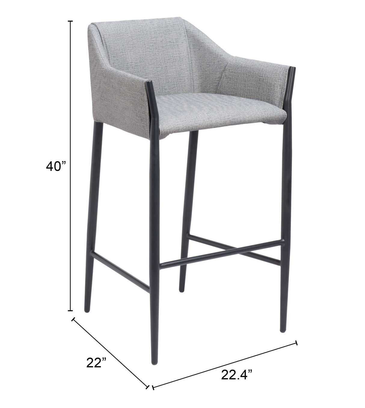 Andover Slate Gray Barstool by Zuomod at Eve Furniture
