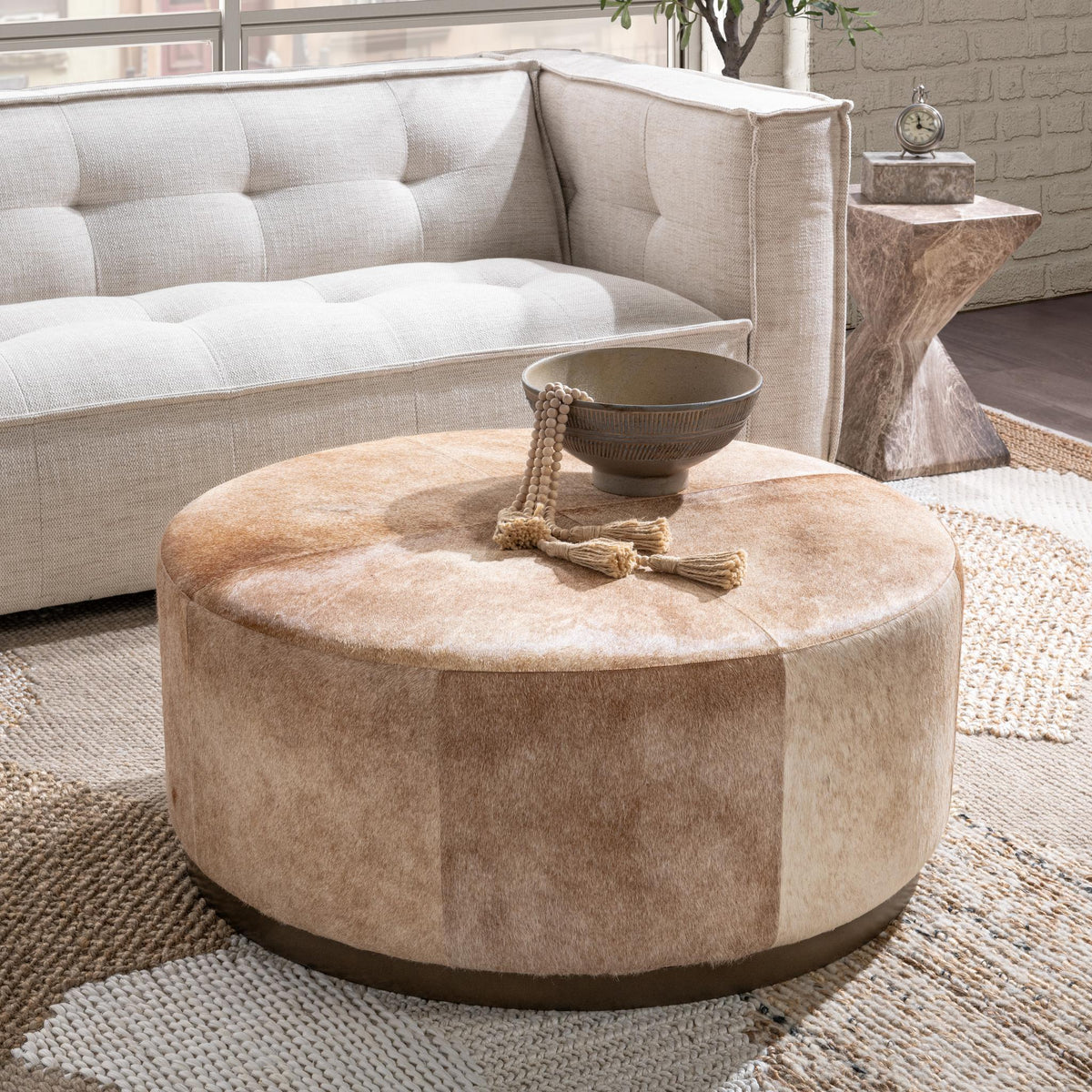 Andre Round Ottoman by Classic Home at Eve Furniture