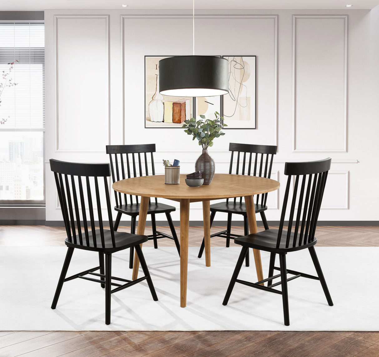 Andrews Black Windsor Spindle Back Dining Side Chair (Set of 2) by Coaster at Eve Furniture