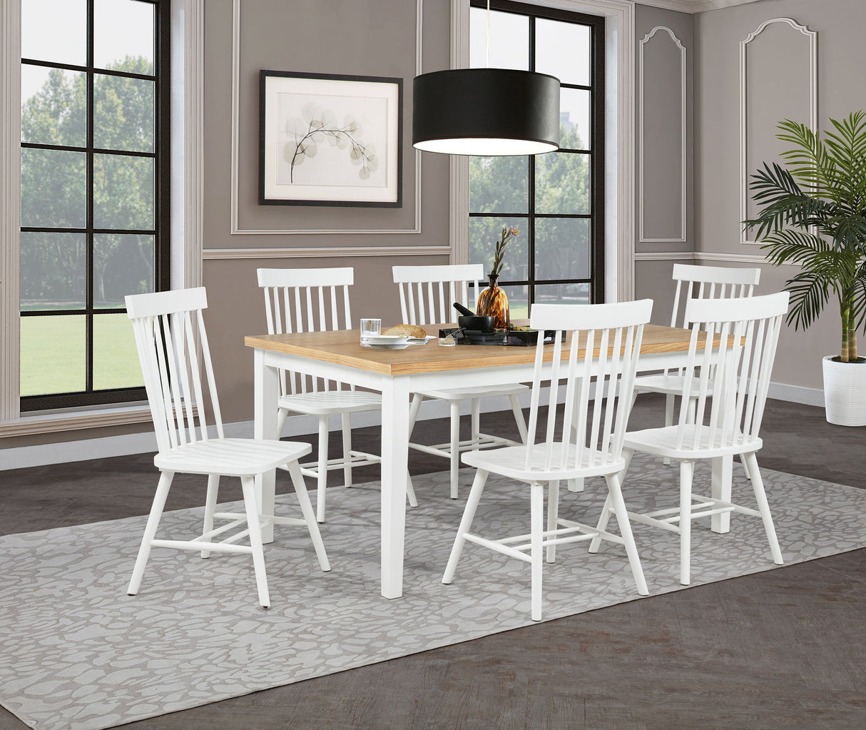 Andrews White Windsor Spindle Back Dining Side Chair (Set of 2) by Coaster at Eve Furniture