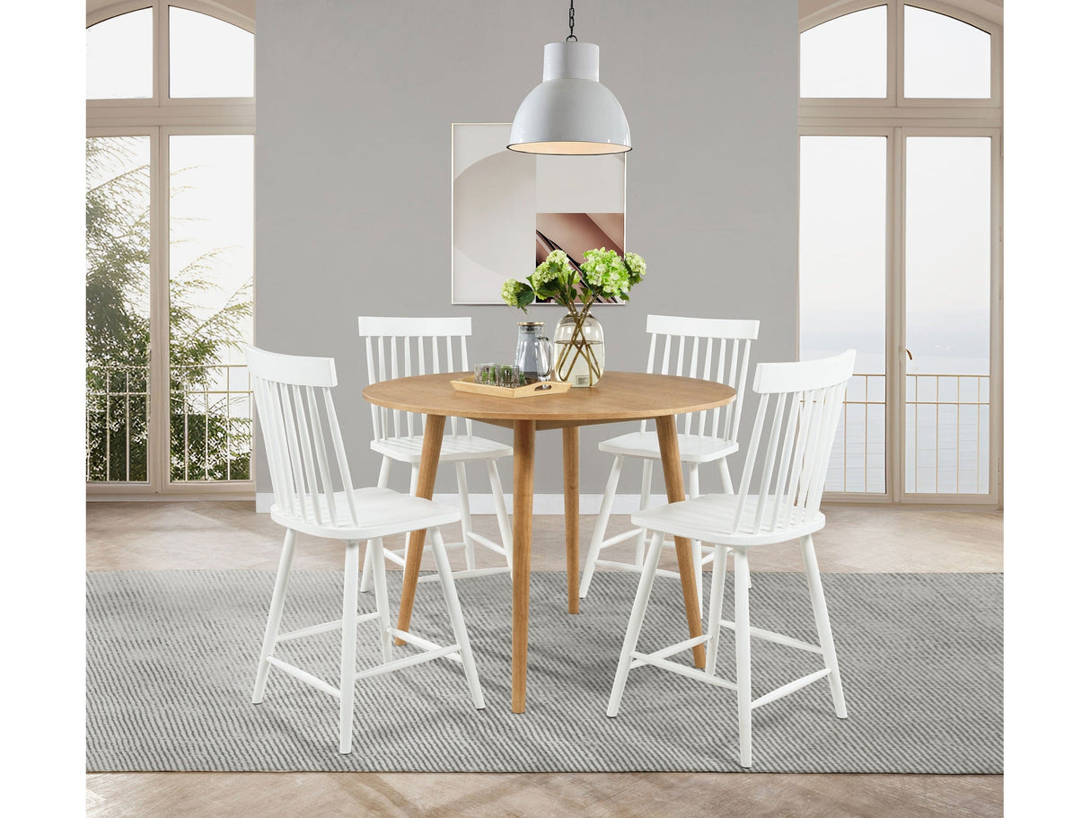 Andrews White/Light Ash 5-piece Round Counter Dining Set by Coaster at Eve Furniture