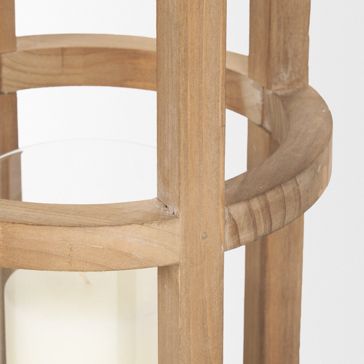 Andy II Small Natural Wood Cylindrical Lantern by Mercana at Eve Furniture