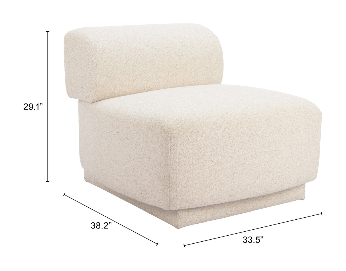 Anese Multigrain Beige Accent Chair by Zuomod at Eve Furniture