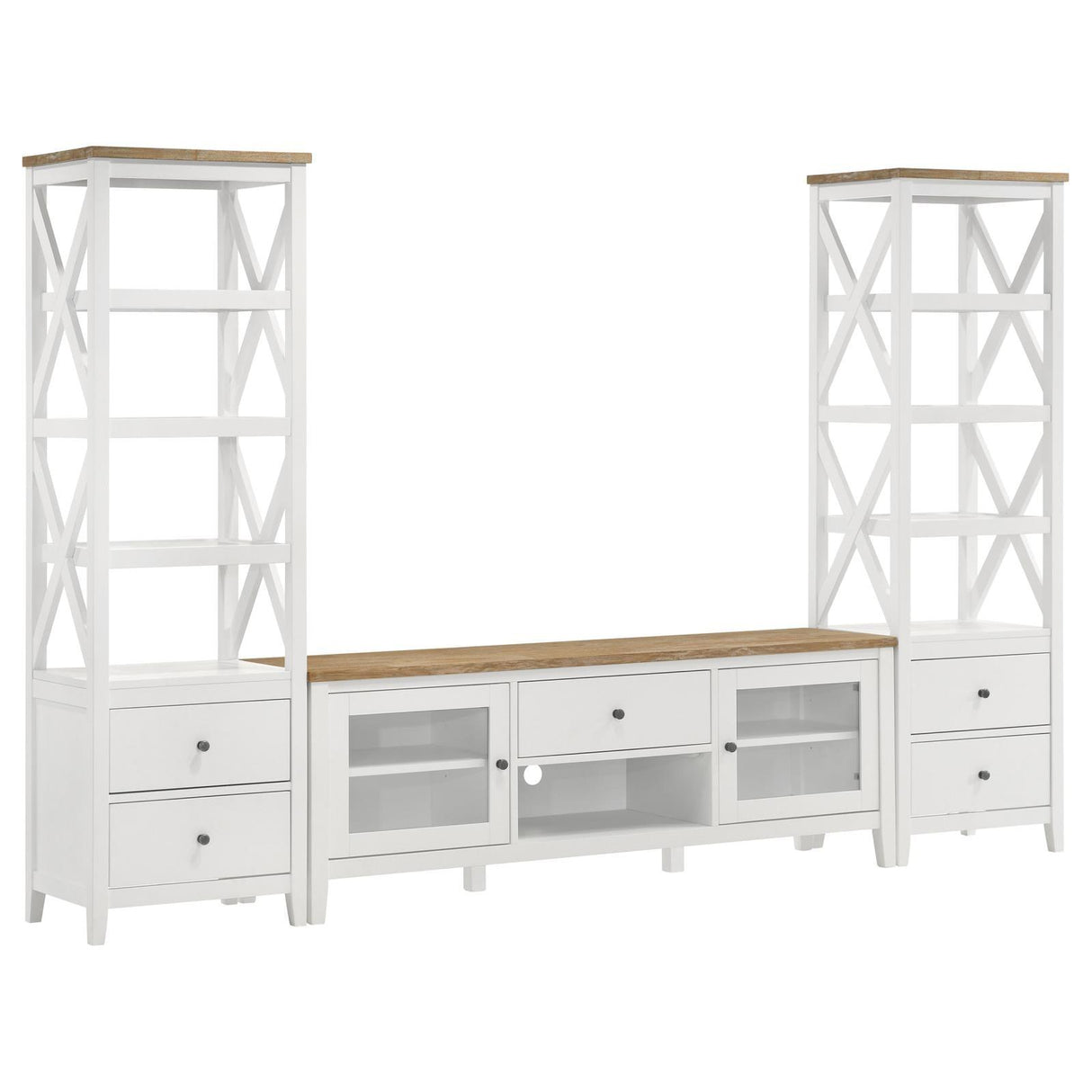 Angela Brown and White 3-piece Entertainment Center With 67" TV Stand by Coaster at Eve Furniture