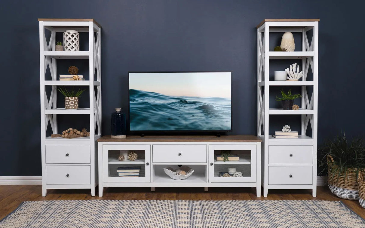 Angela Brown and White 4-shelf Wooden Media Tower with Drawers by Coaster at Eve Furniture