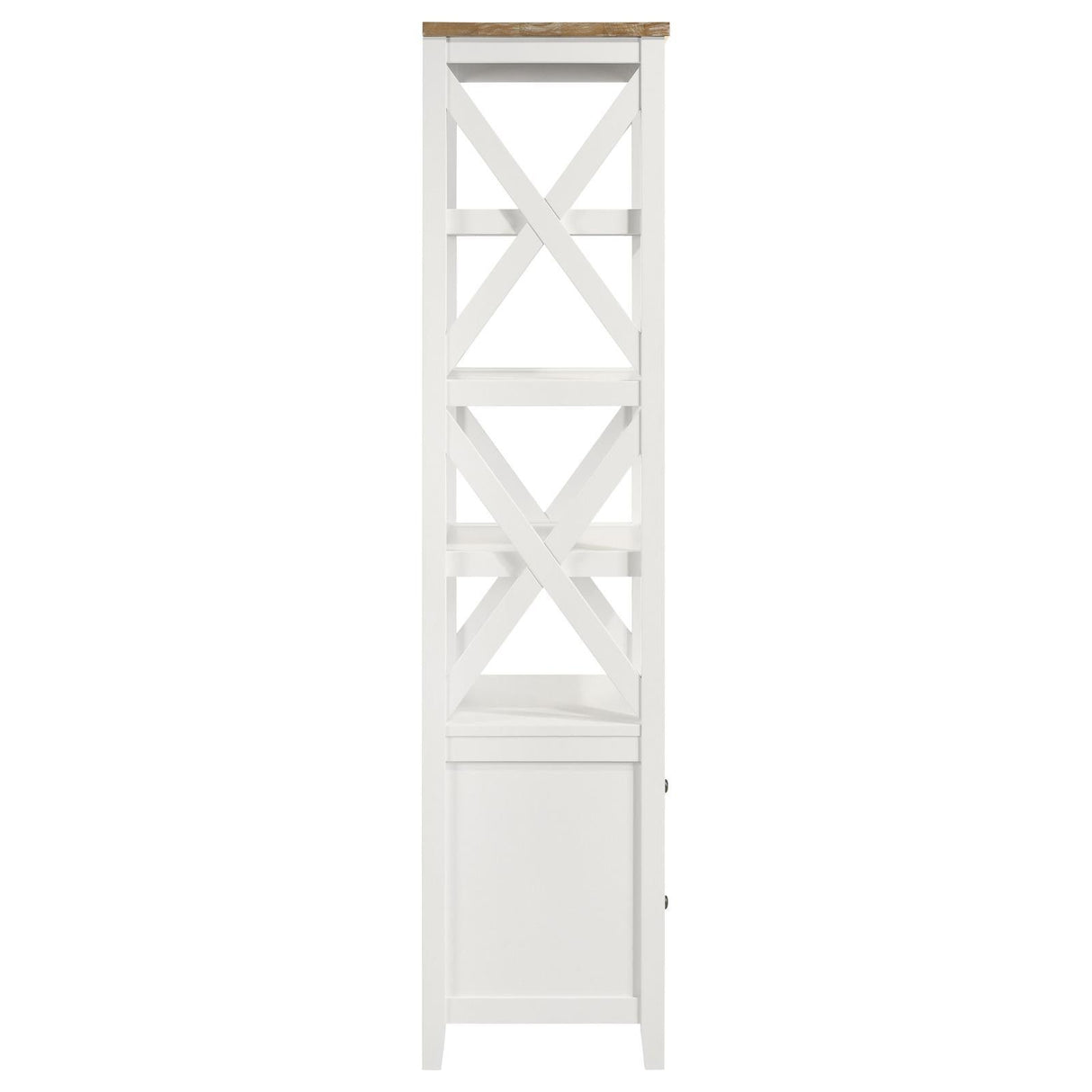 Angela Brown and White 4-shelf Wooden Media Tower with Drawers by Coaster at Eve Furniture