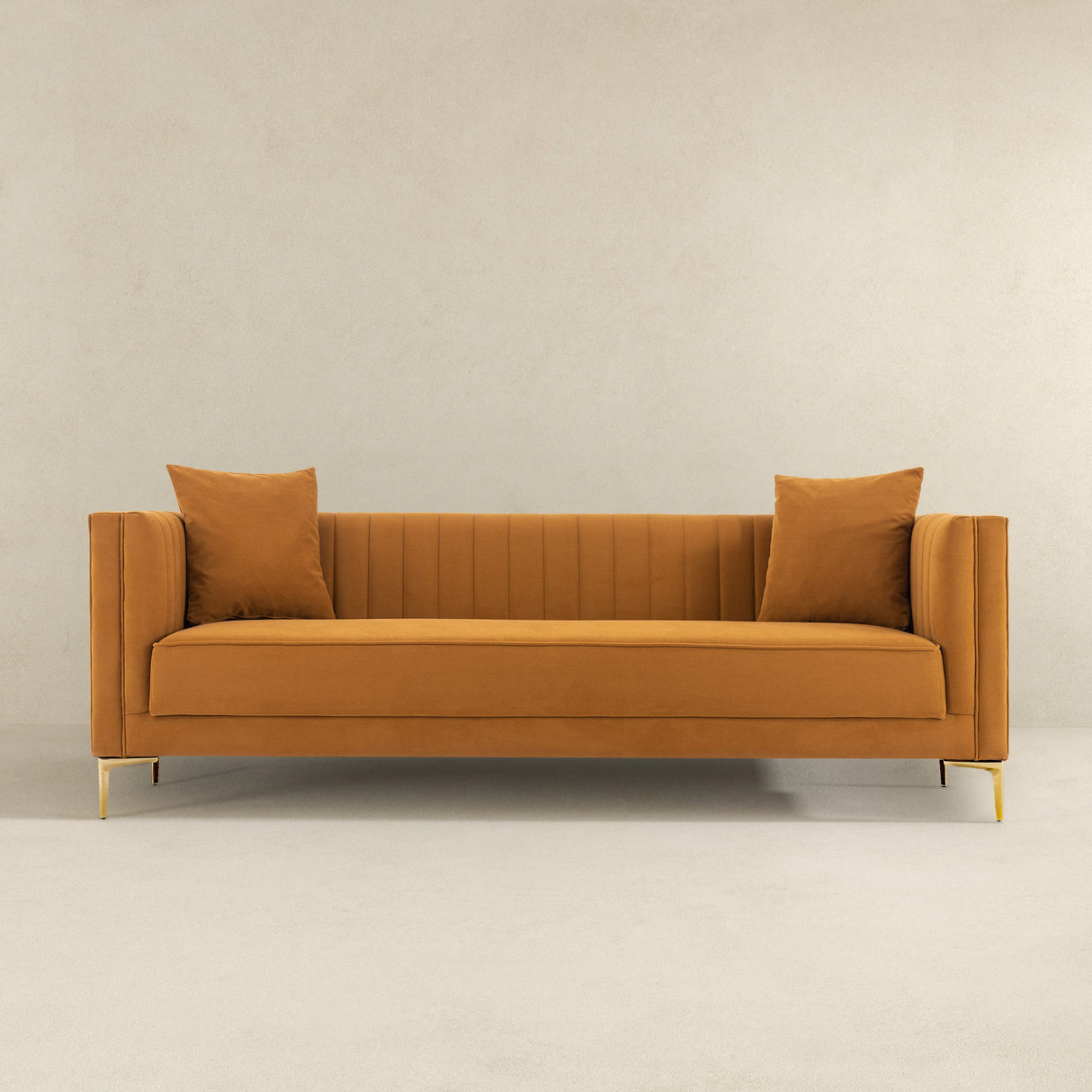 Angelina Sofa 91" (Cognac Velvet) by Ashcroft Furniture at Eve Furniture