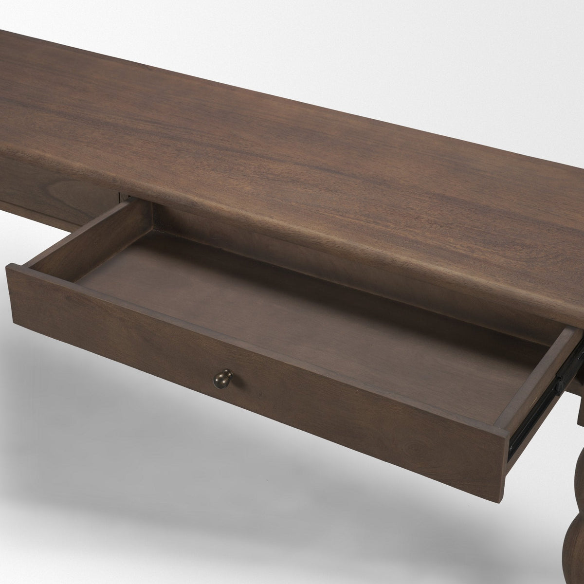 Angeline Spool Turned Console Table | Dark Brown Wood | 2 Drawers by Mercana at Eve Furniture