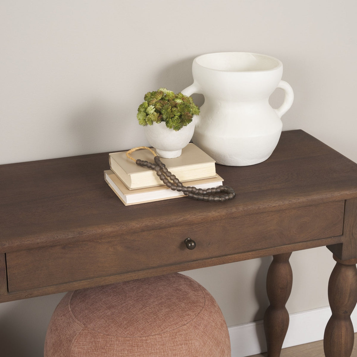 Angeline Spool Turned Console Table | Dark Brown Wood | 2 Drawers by Mercana at Eve Furniture
