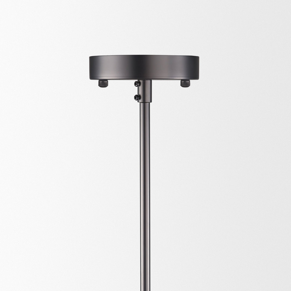 Anna Hanging Gun-Metal w/ Clear Glass Rods Six Bulb Chandelier by Mercana at Eve Furniture