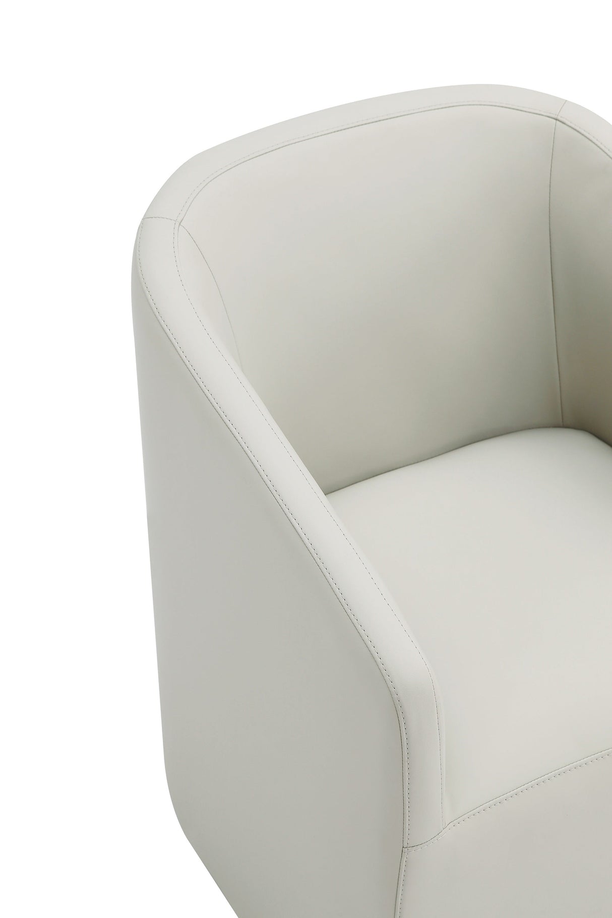 Anna Round Faux Leather Dining Armchair in Light Stone Grey by Manhattan Comfort at Eve Furniture