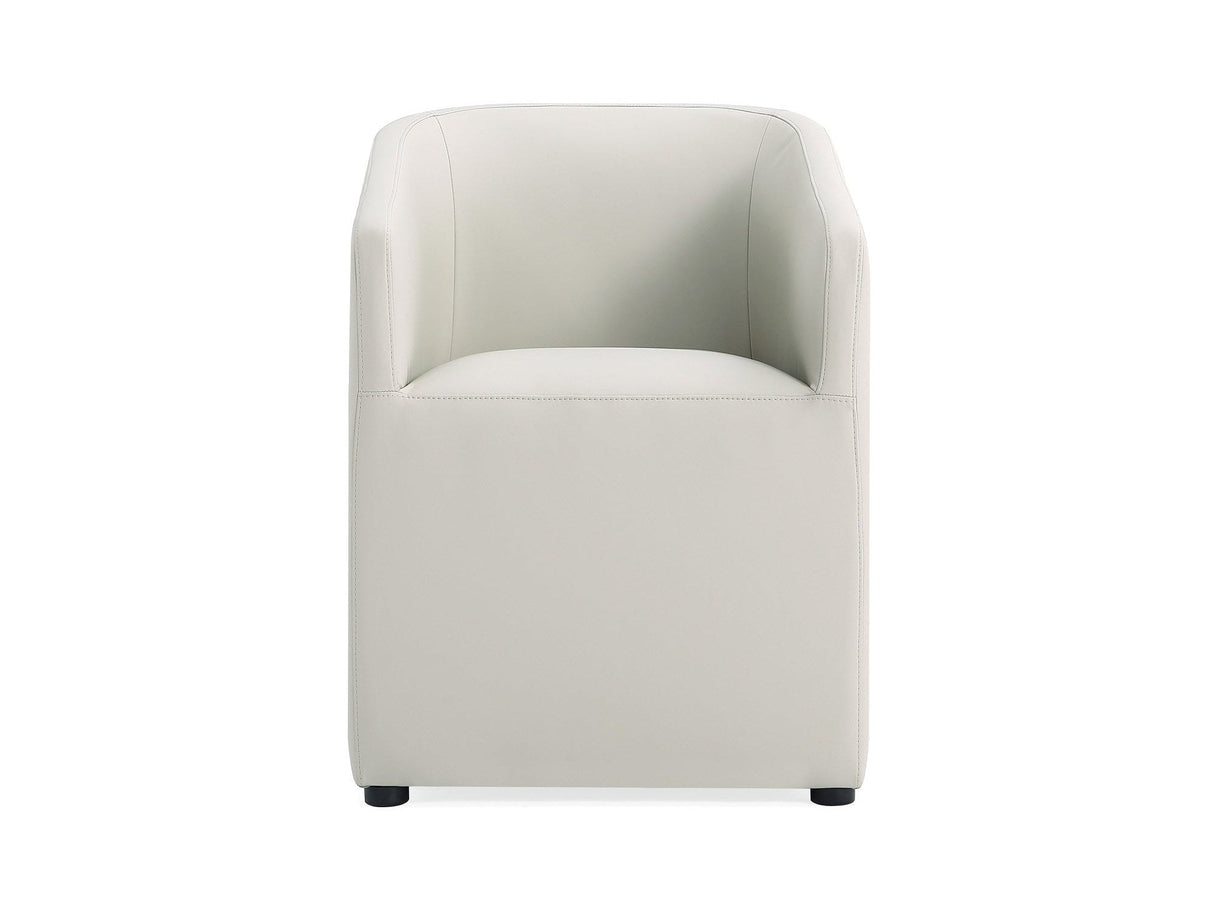 Anna Round Faux Leather Dining Armchair in Light Stone Grey by Manhattan Comfort at Eve Furniture