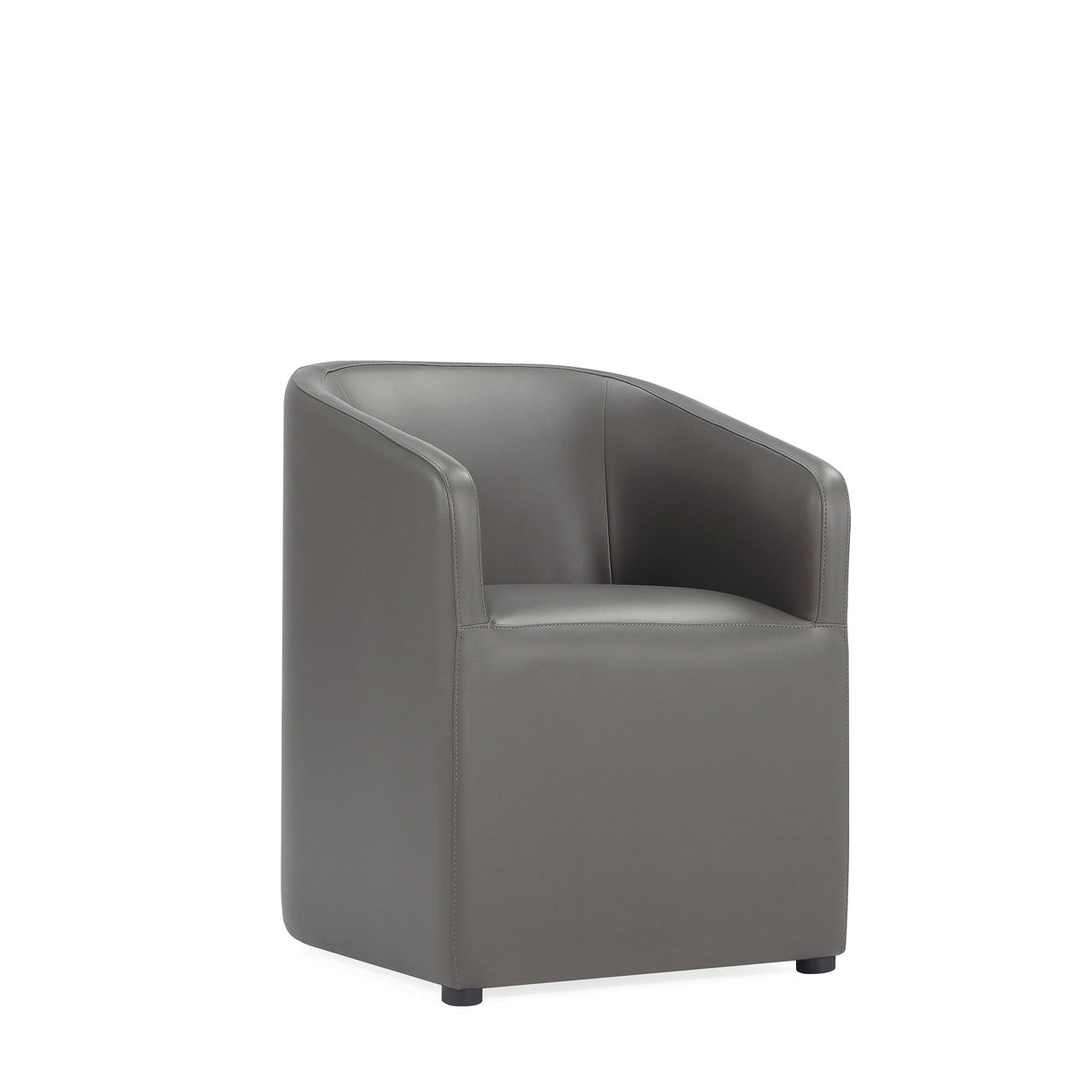 Anna Round Faux Leather Dining Armchair in Pewter by Manhattan Comfort at Eve Furniture