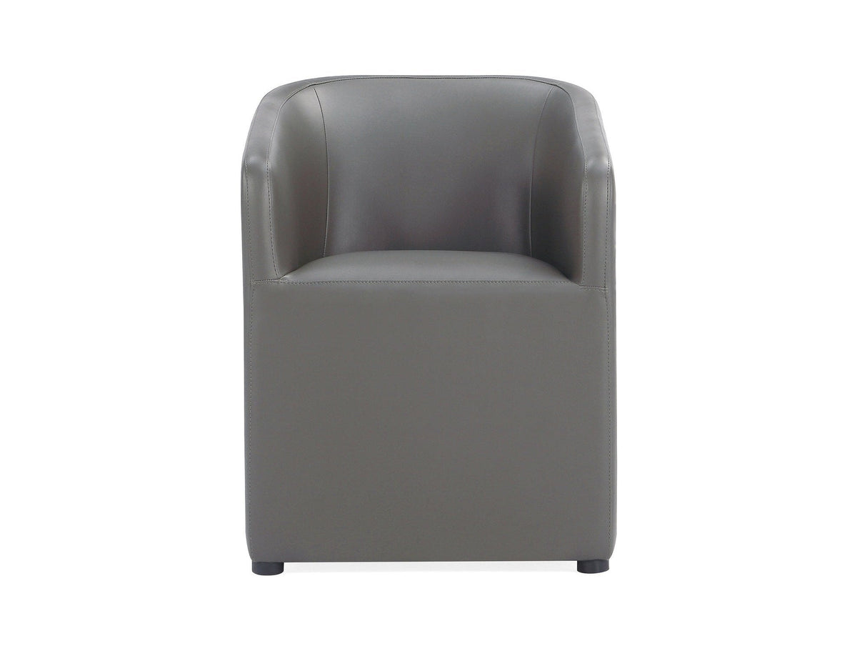 Anna Round Faux Leather Dining Armchair in Pewter by Manhattan Comfort at Eve Furniture