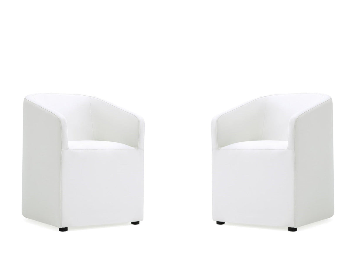 Anna Round Faux Leather Dining Chair in Cream (set of 2) by Manhattan Comfort at Eve Furniture
