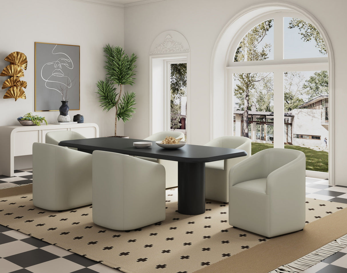 Anna Round Faux Leather Dining Chair in Light Stone Grey (set of 2) by Manhattan Comfort at Eve Furniture