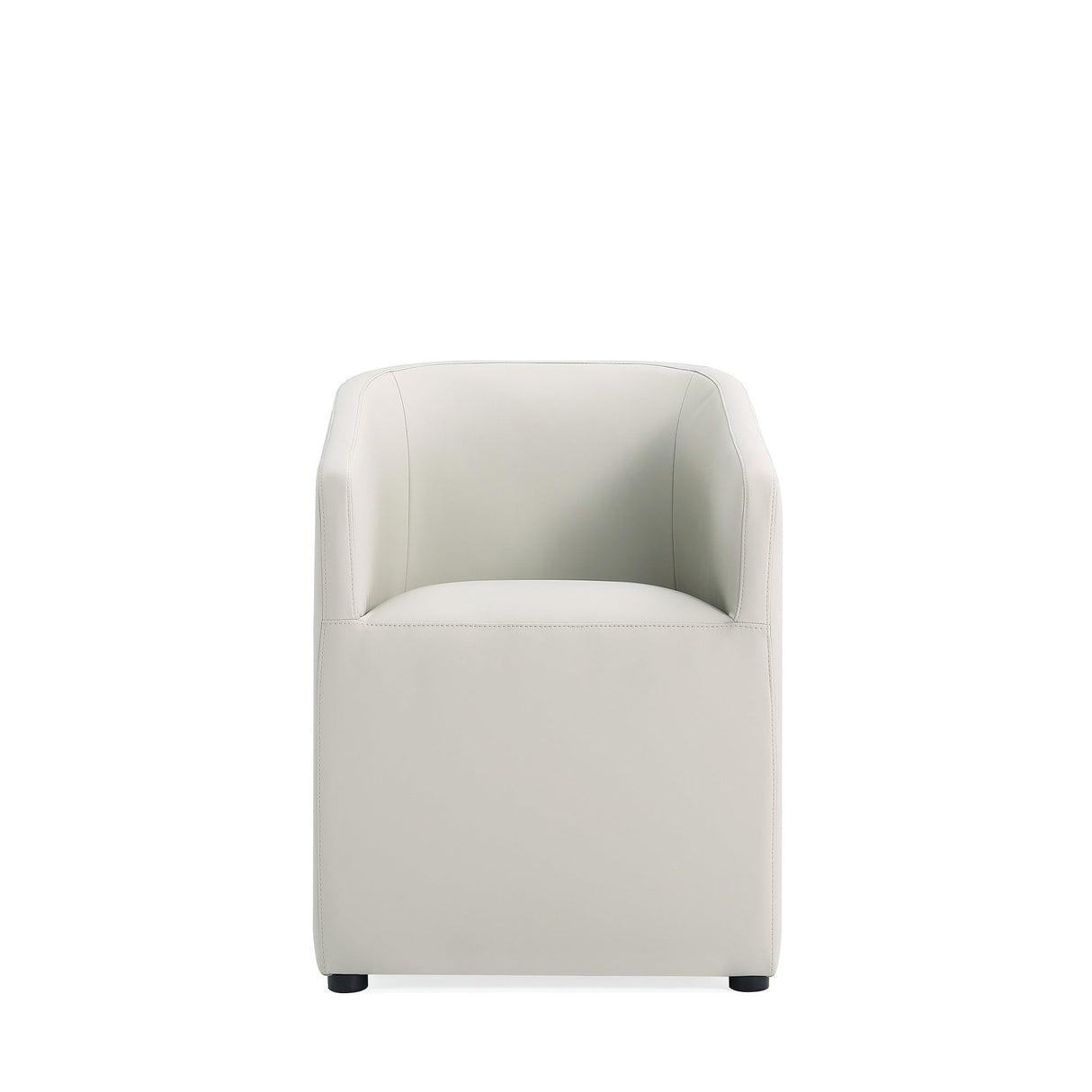 Anna Round Faux Leather Dining Chair in Light Stone Grey (set of 2) by Manhattan Comfort at Eve Furniture