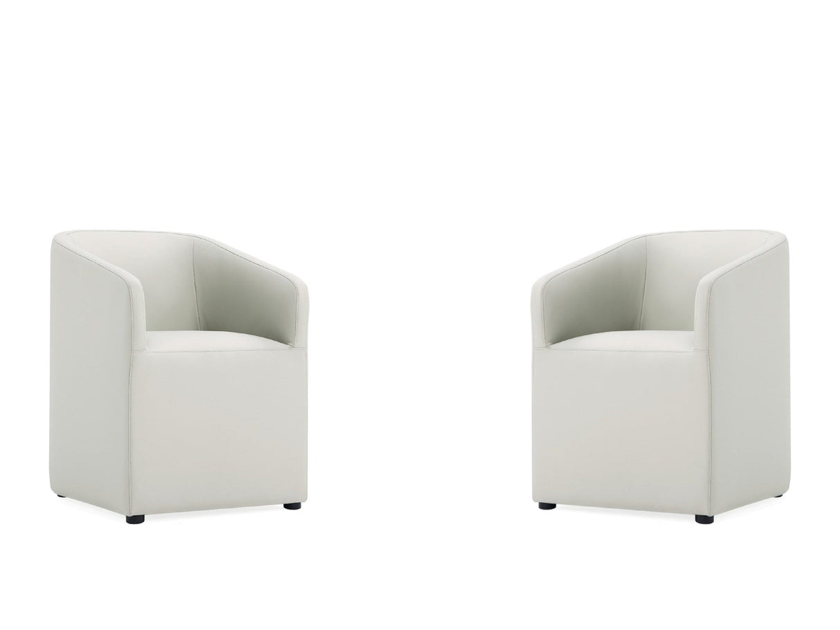 Anna Round Faux Leather Dining Chair in Light Stone Grey (set of 2) by Manhattan Comfort at Eve Furniture