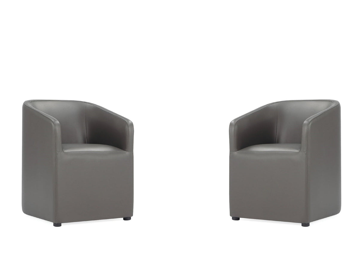 Anna Round Faux Leather Dining Chair in Pewter (set of 2) by Manhattan Comfort at Eve Furniture