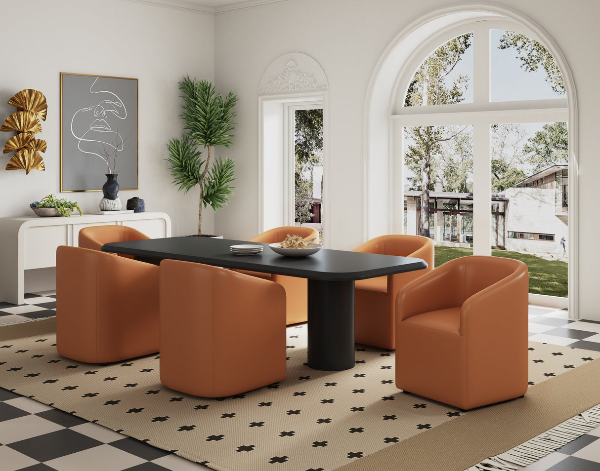 Anna Round Faux Leather Dining Chair in Saddle (set of 2) by Manhattan Comfort at Eve Furniture