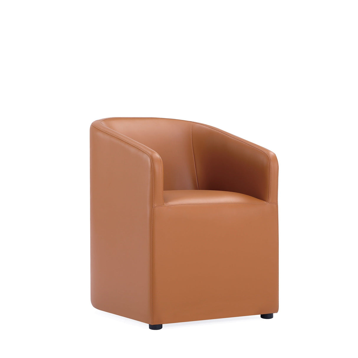 Anna Round Faux Leather Dining Chair in Saddle (set of 2) by Manhattan Comfort at Eve Furniture