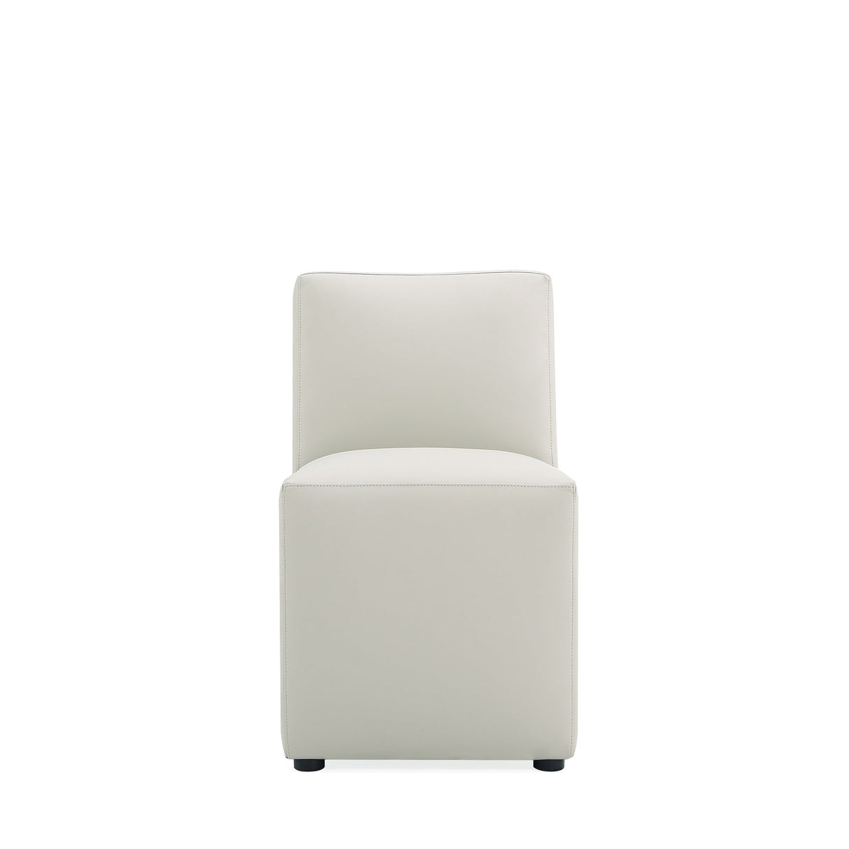 Anna Square Faux Leather Armless Dining Chair in Light Stone Grey (set of 2) by Manhattan Comfort at Eve Furniture