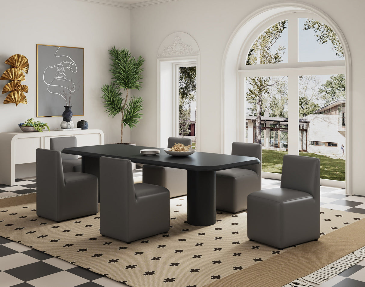 Anna Square Faux Leather Armless Dining Chair in Pewter (set of 2) by Manhattan Comfort at Eve Furniture