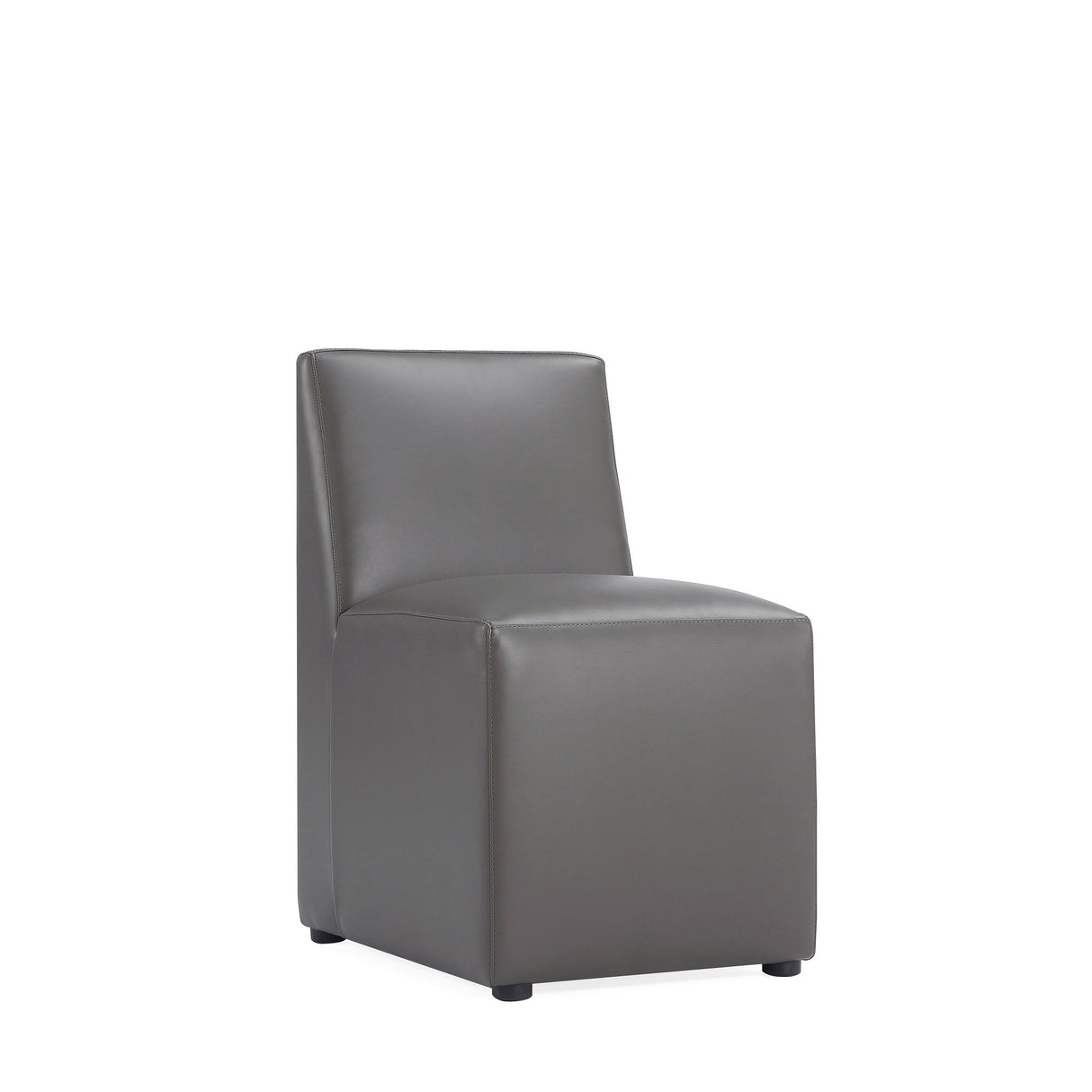 Anna Square Faux Leather Armless Dining Chair in Pewter (set of 2) by Manhattan Comfort at Eve Furniture