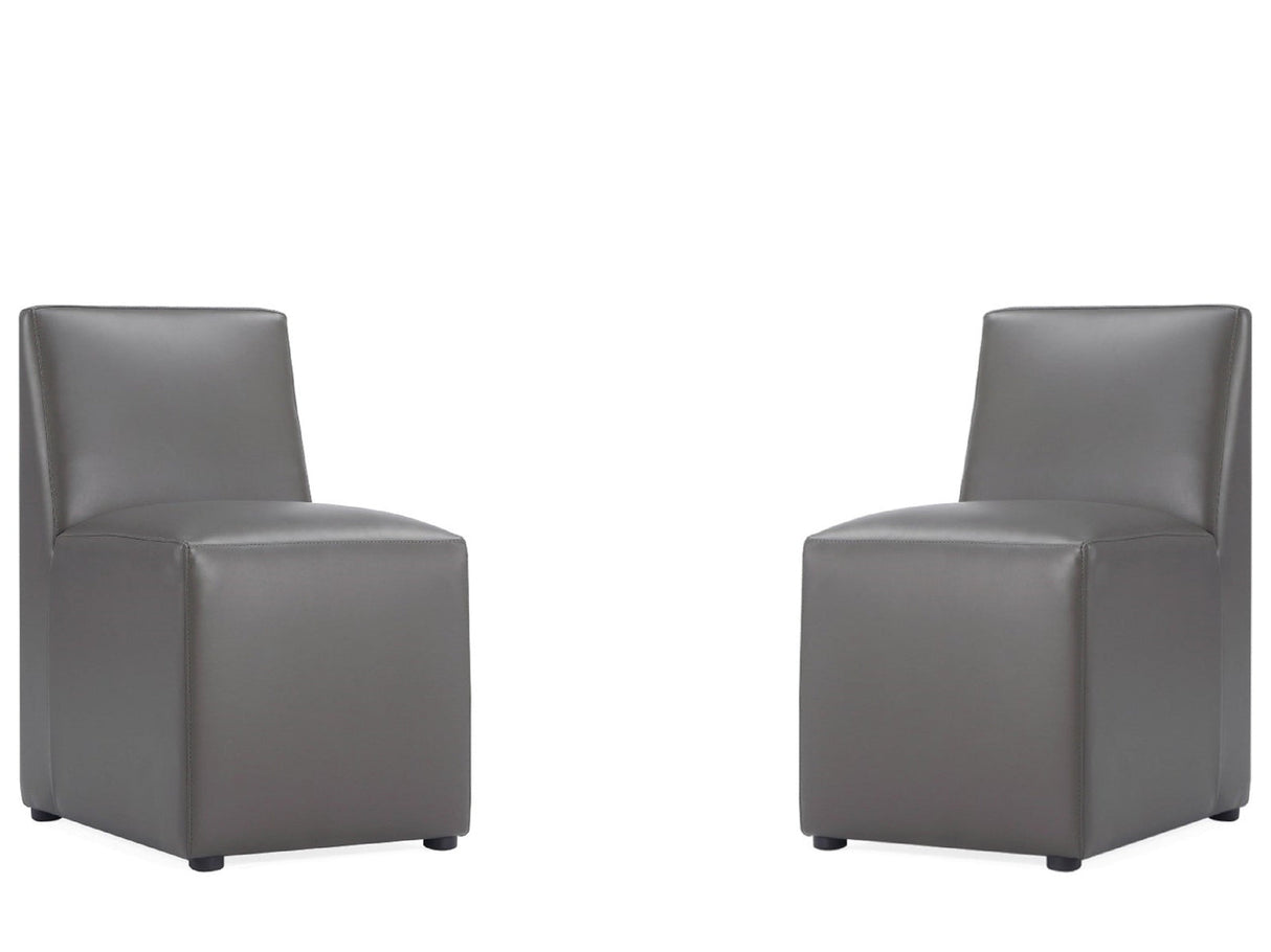 Anna Square Faux Leather Armless Dining Chair in Pewter (set of 2) by Manhattan Comfort at Eve Furniture
