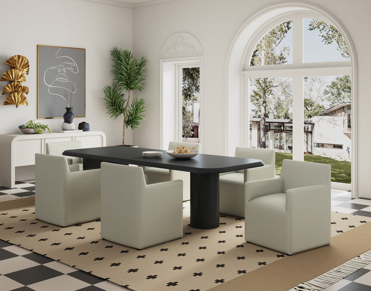 Anna Square Faux Leather Dining Arm Chair in Light Stone Grey (set of 2) by Manhattan Comfort at Eve Furniture