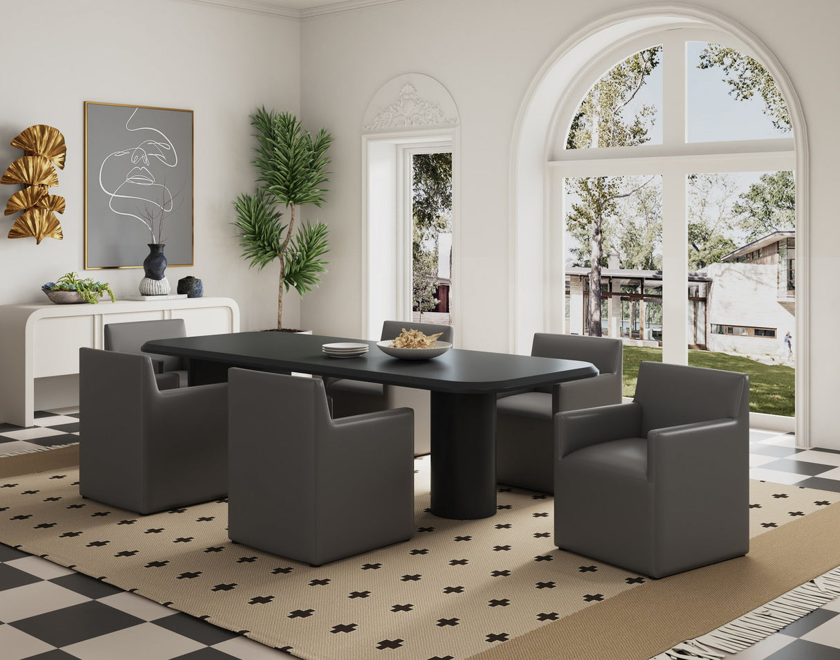 Anna Square Faux Leather Dining Arm Chair in Pewter (set of 2) by Manhattan Comfort at Eve Furniture