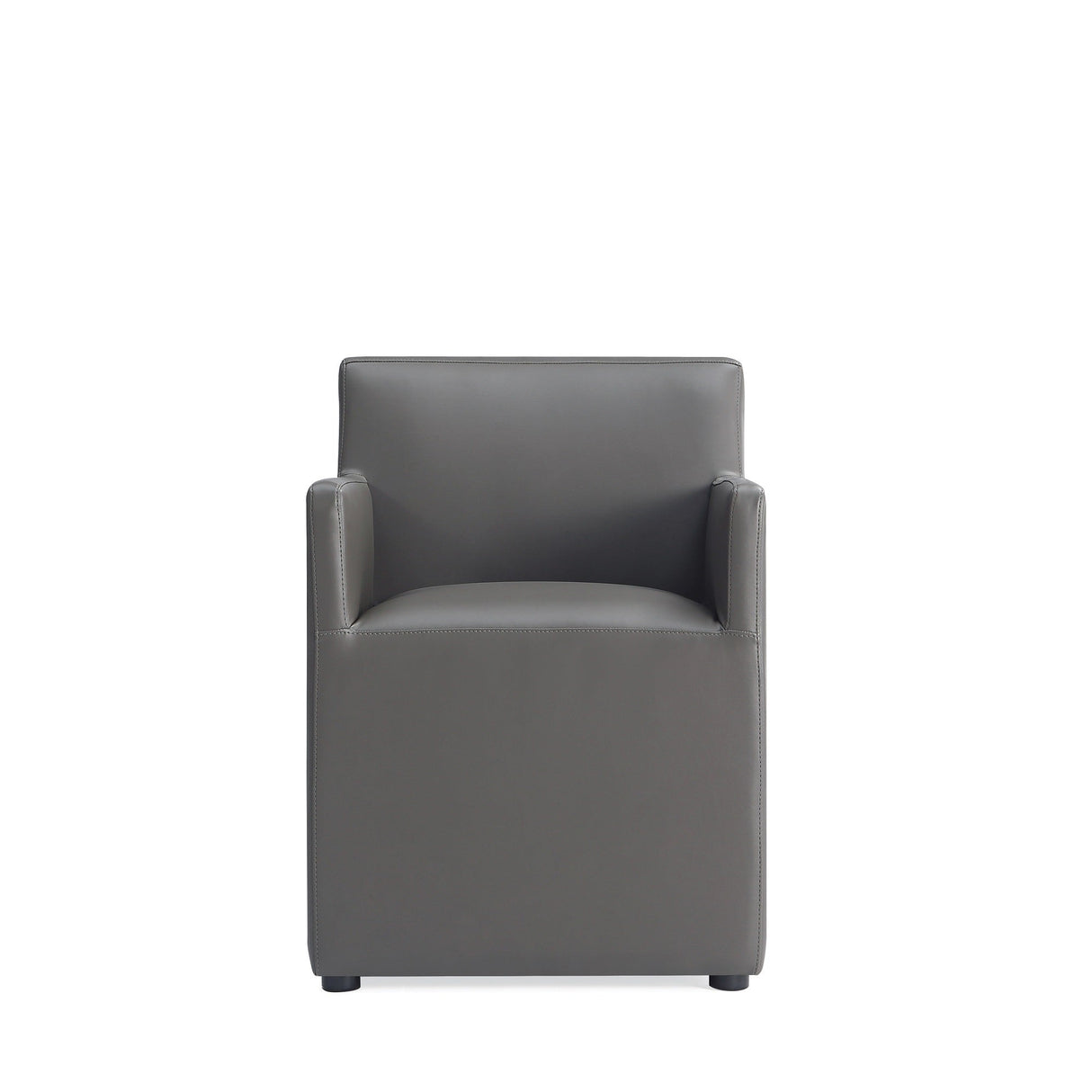Anna Square Faux Leather Dining Arm Chair in Pewter (set of 2) by Manhattan Comfort at Eve Furniture