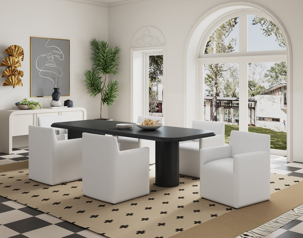 Anna Square Faux Leather Dining Armchair in Cream by Manhattan Comfort at Eve Furniture