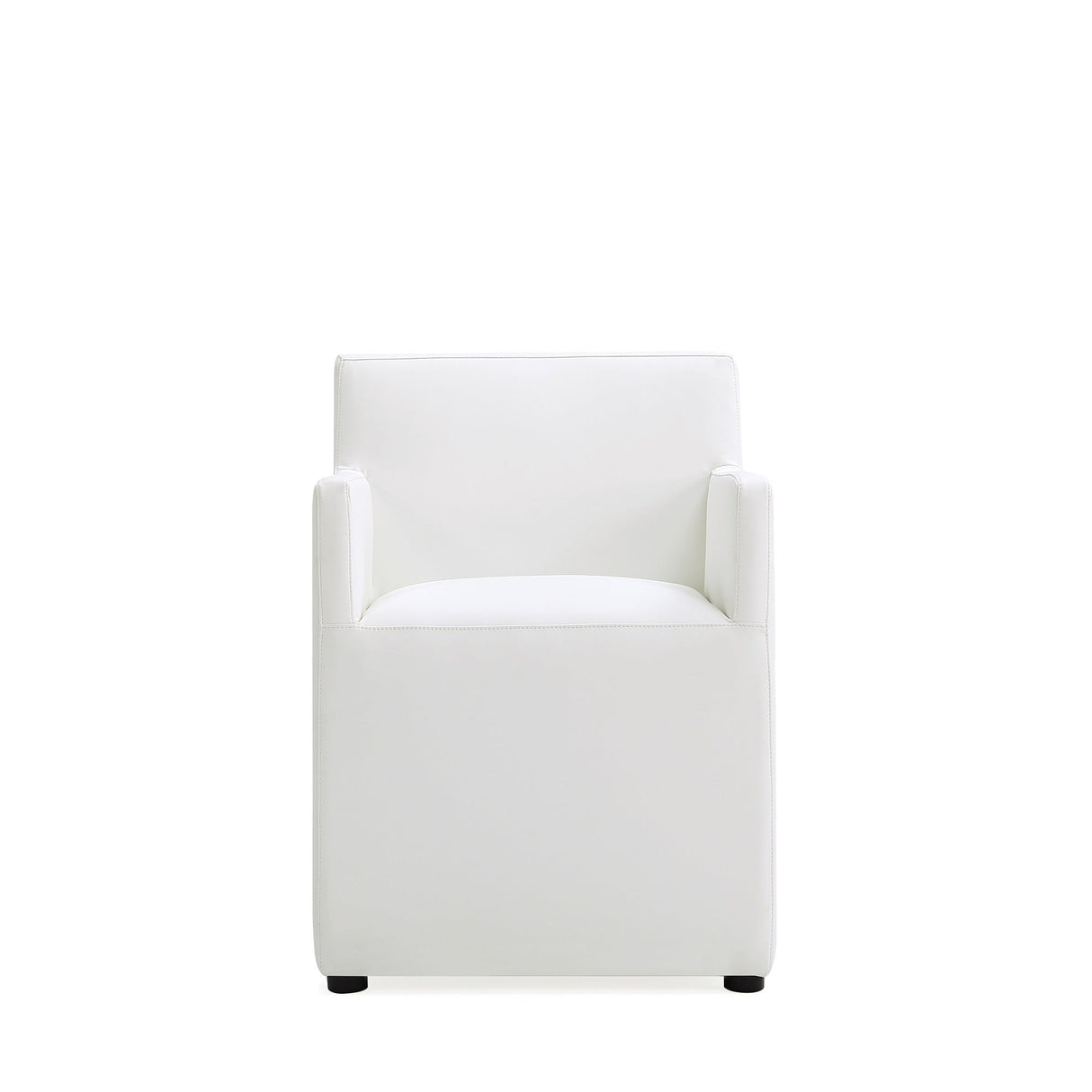 Anna Square Faux Leather Dining Armchair in Cream (set of 2) by Manhattan Comfort at Eve Furniture