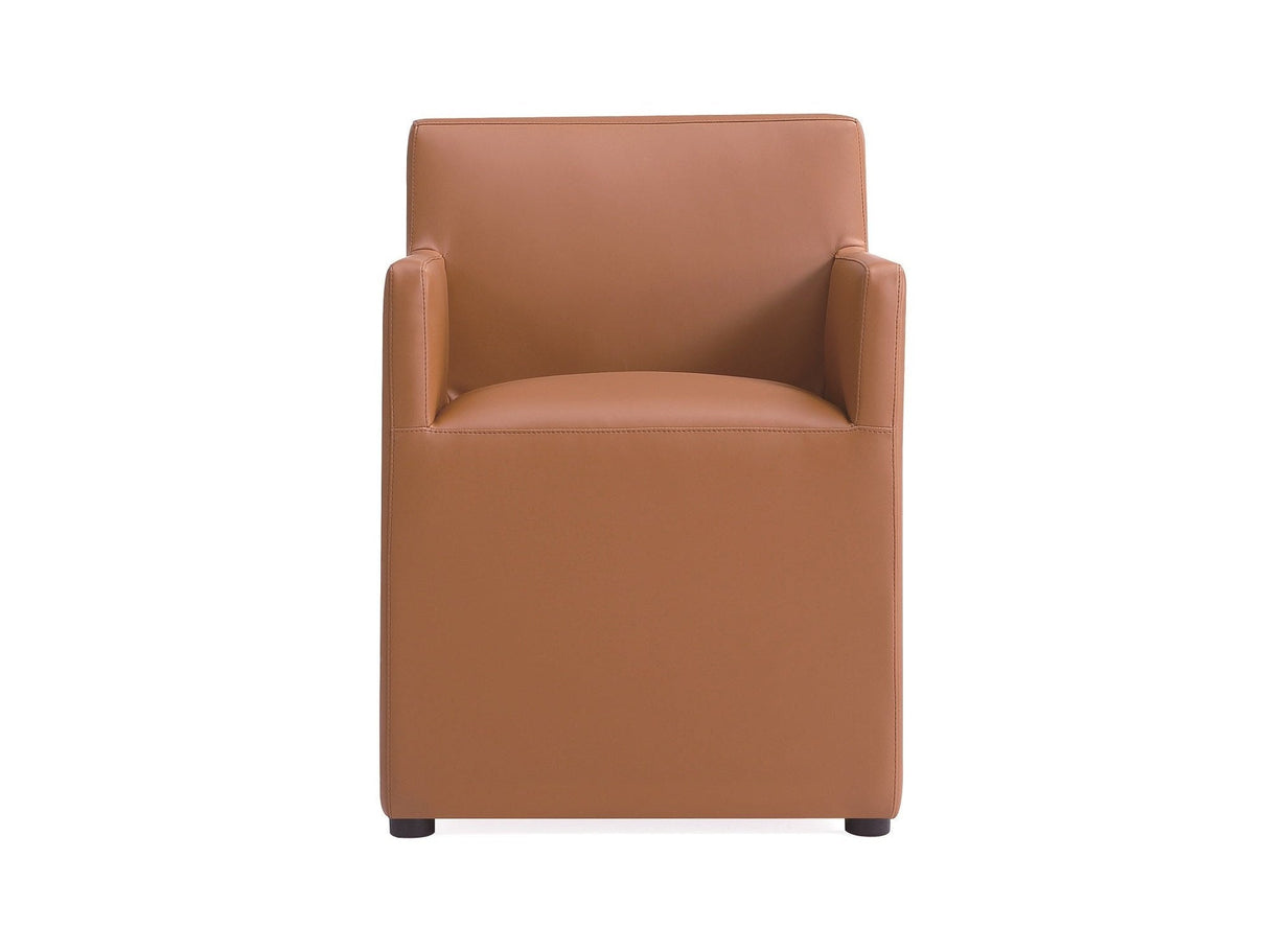 Anna Square Faux Leather Dining Armchair in Saddle by Manhattan Comfort at Eve Furniture
