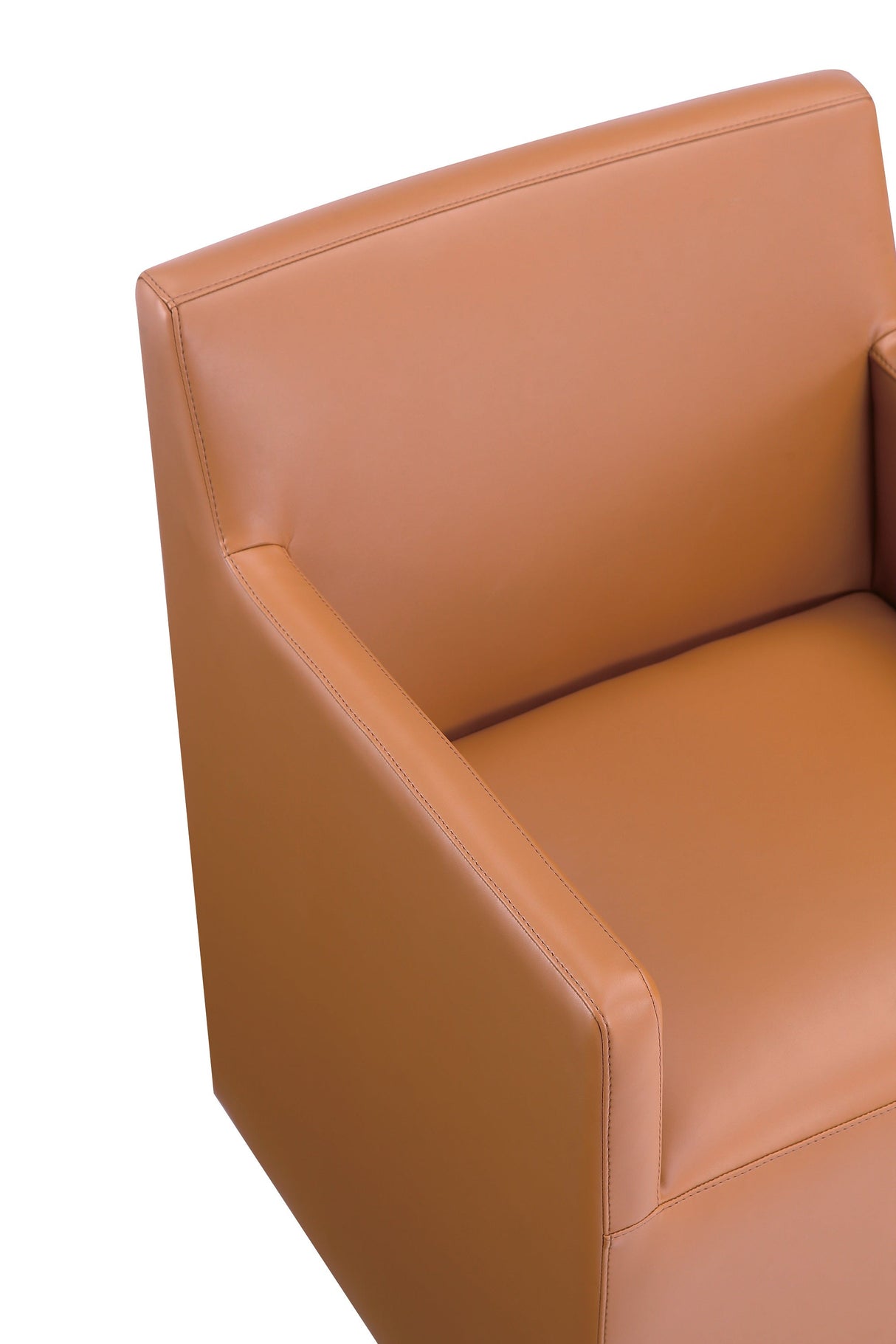 Anna Square Faux Leather Dining Armchair in Saddle (set of 2) by Manhattan Comfort at Eve Furniture