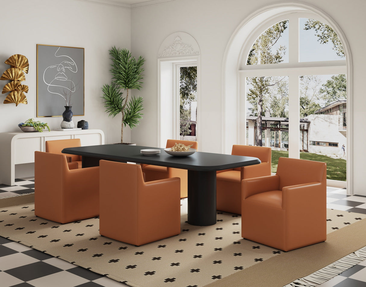 Anna Square Faux Leather Dining Armchair in Saddle (set of 2) by Manhattan Comfort at Eve Furniture