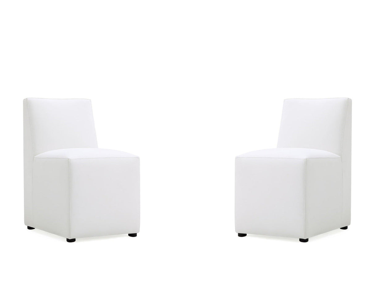 Anna Square Faux Leather Dining Chair in Cream (set of 2) by Manhattan Comfort at Eve Furniture