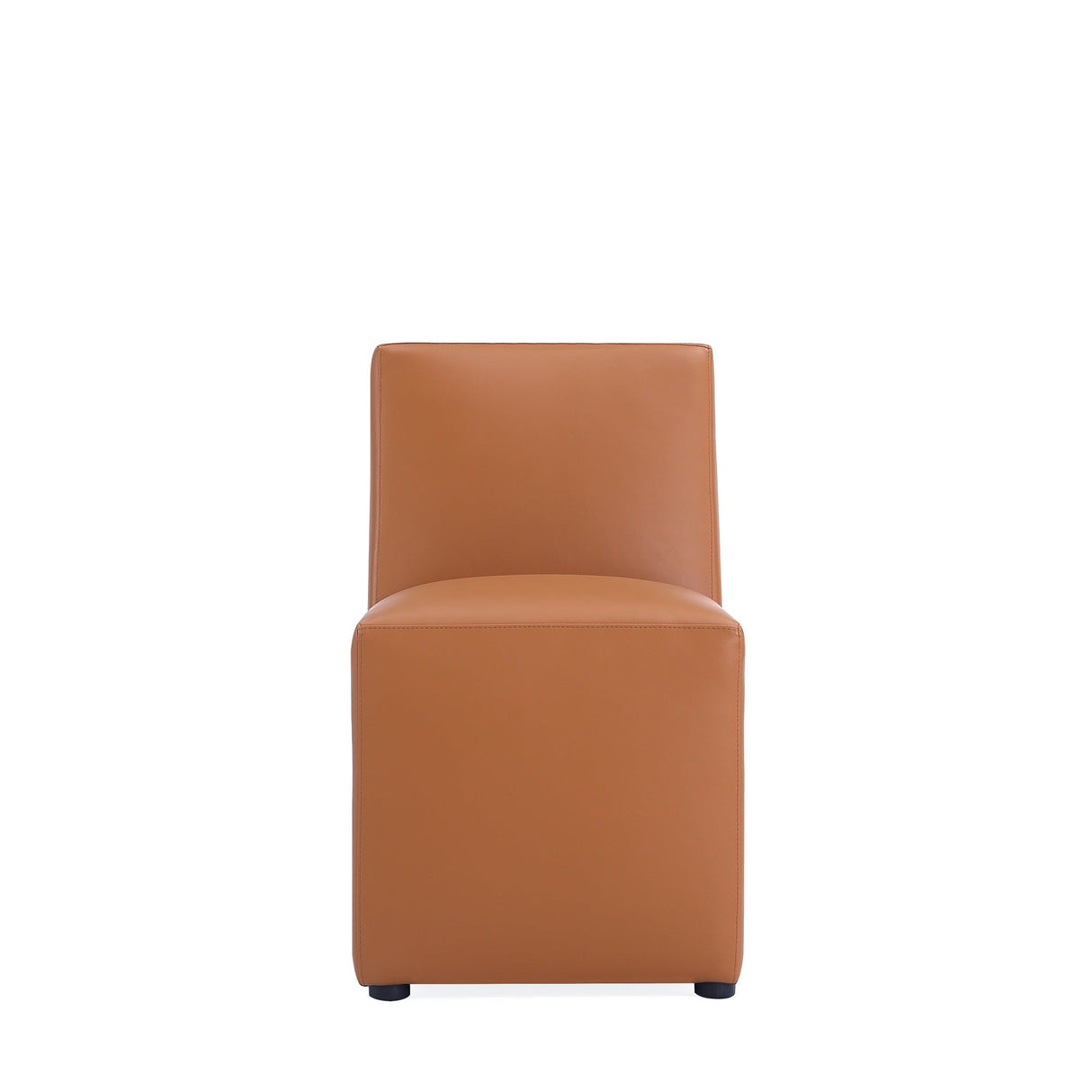 Anna Square Faux Leather Dining Chair in Saddle (set of 2) by Manhattan Comfort at Eve Furniture