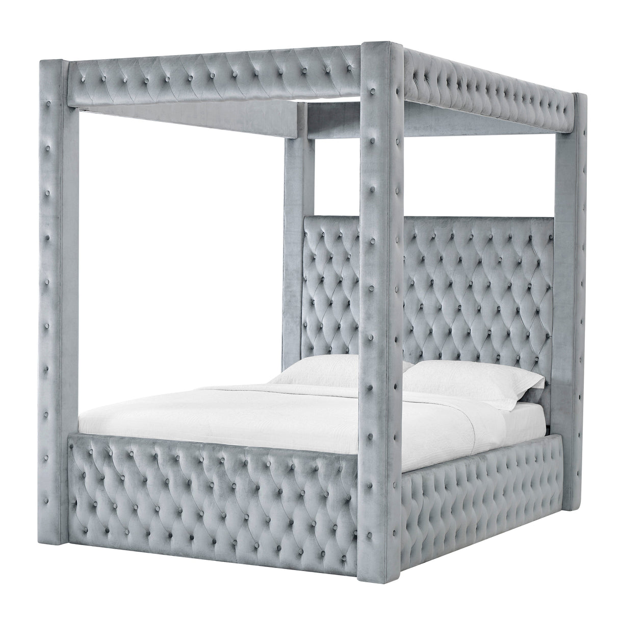 Annabelle Gray Velvet King Canopy Bed by Crown Mark at Eve Furniture