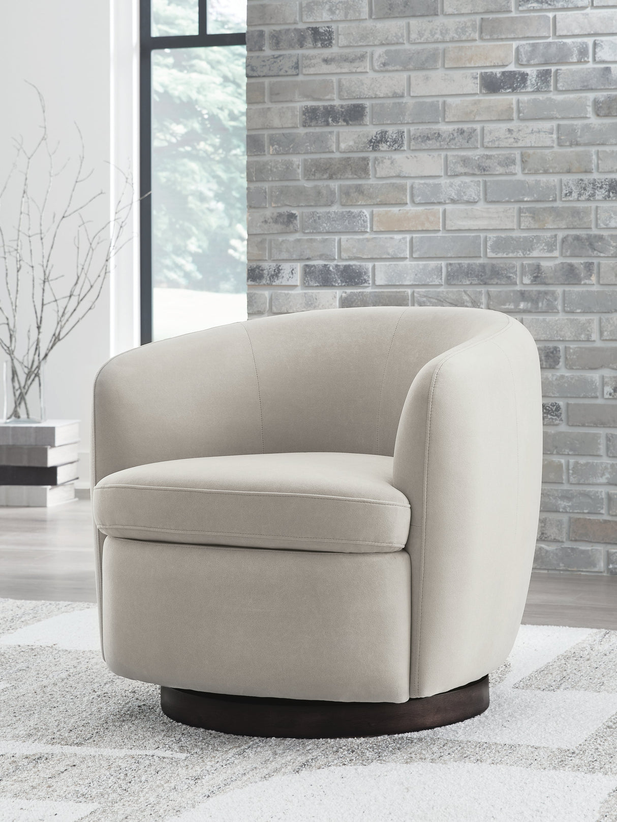 Annbury Light Beige Swivel Accent Chair by Ashley at Eve Furniture