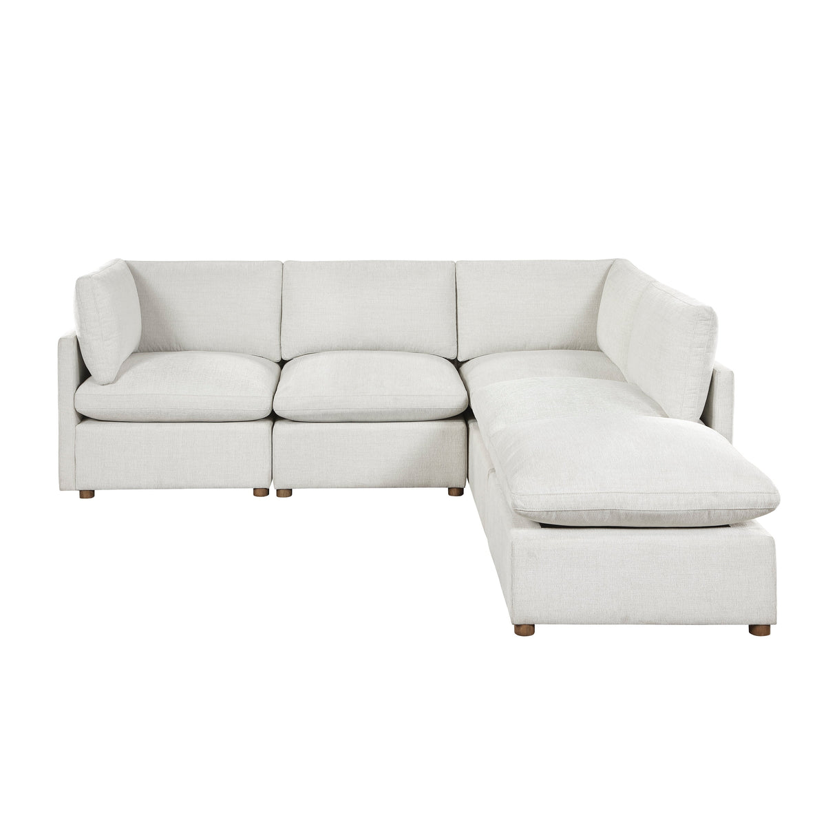 Annex Beige 5-Piece Chenille Modular Sectional with Ottoman and Reversible Cushions by Homelegance at Eve Furniture