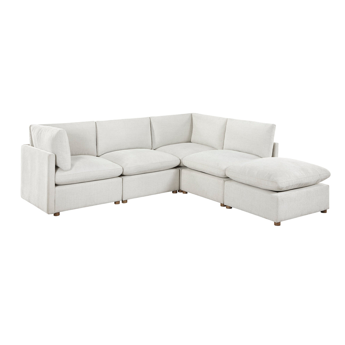 Annex Beige 5-Piece Chenille Modular Sectional with Ottoman and Reversible Cushions by Homelegance at Eve Furniture