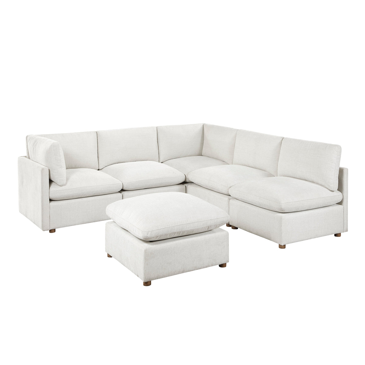 Annex Beige 5-Piece Chenille Modular Sectional with Ottoman by Homelegance at Eve Furniture