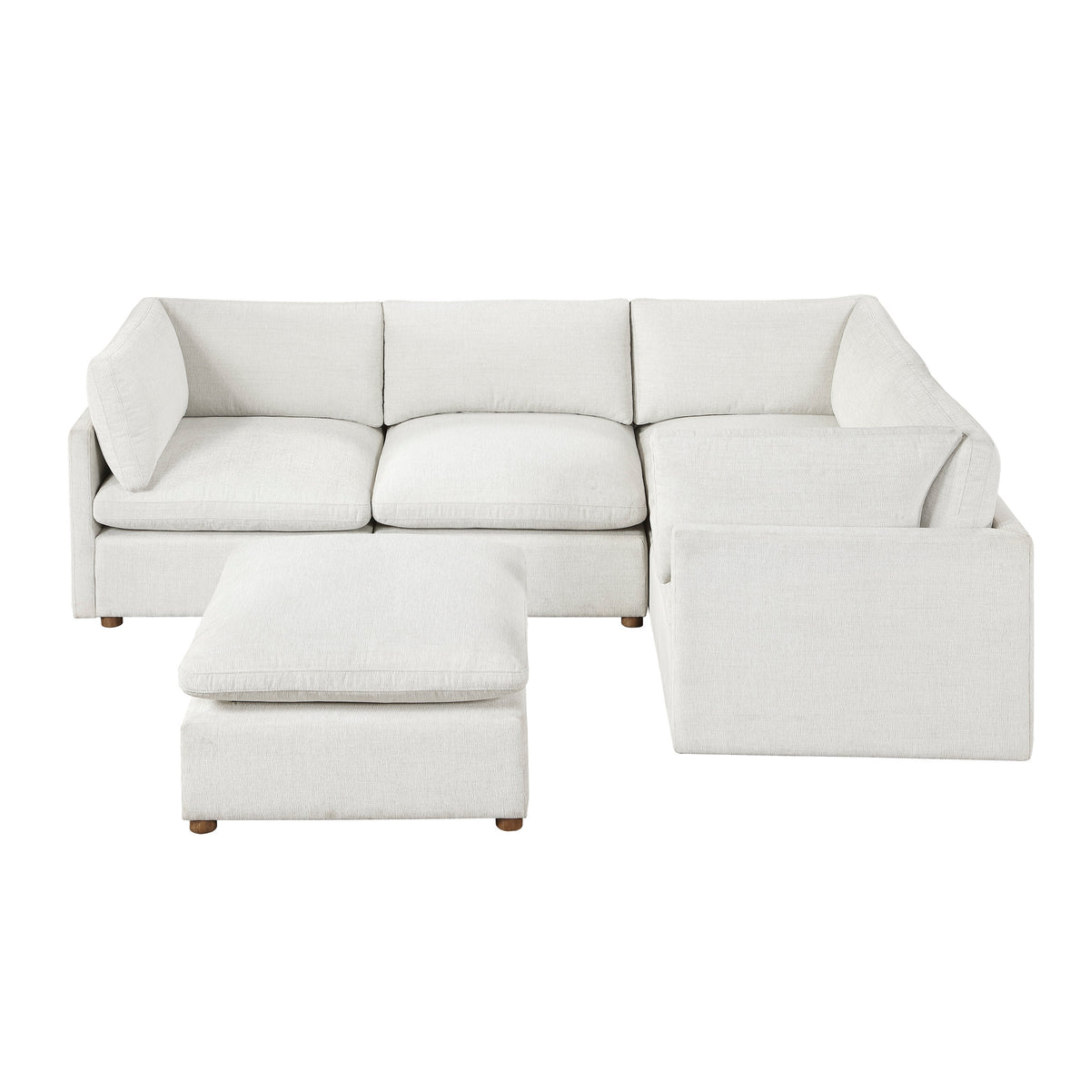 Annex Beige 5-Piece Chenille Modular Sectional with Ottoman by Homelegance at Eve Furniture