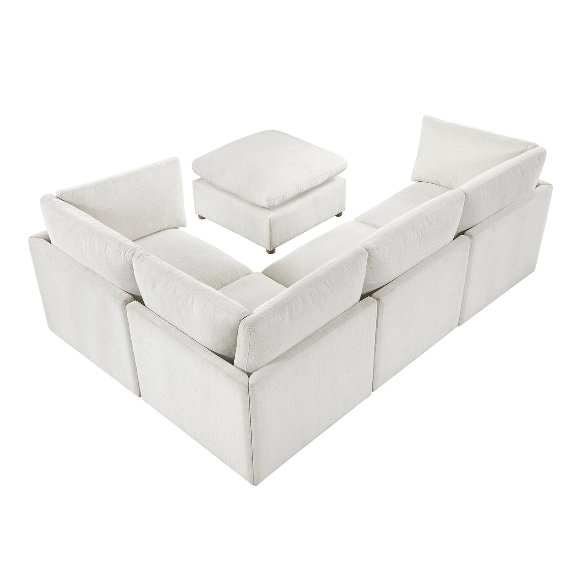 Annex Beige 5-Piece Chenille Modular Sectional with Ottoman by Homelegance at Eve Furniture