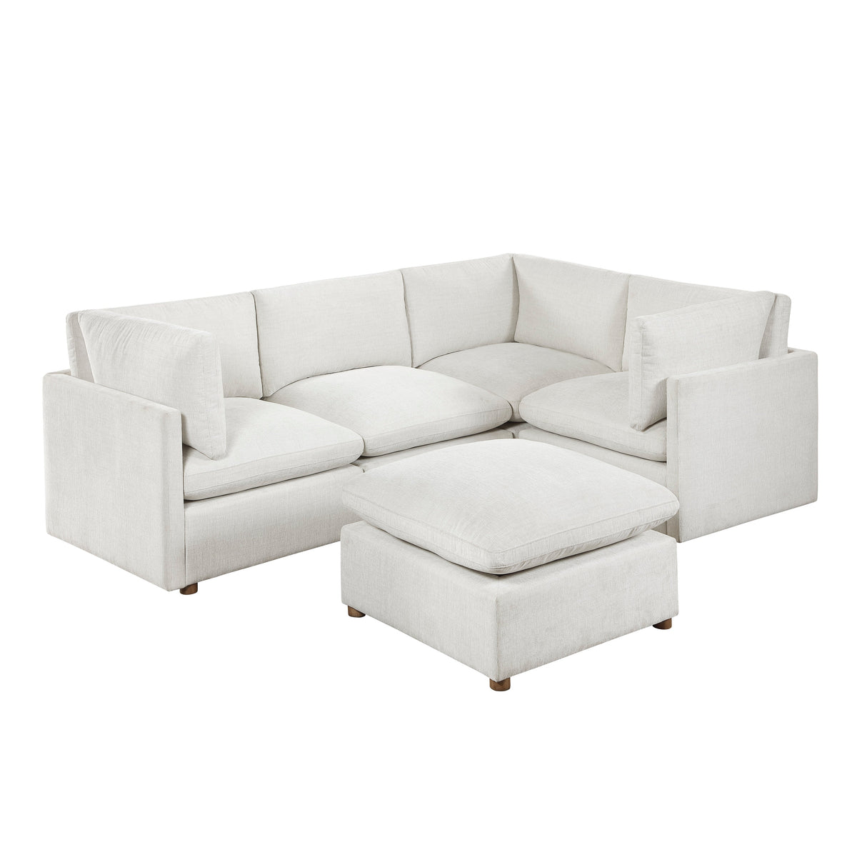 Annex Beige 5-Piece Chenille Modular Sectional with Ottoman by Homelegance at Eve Furniture