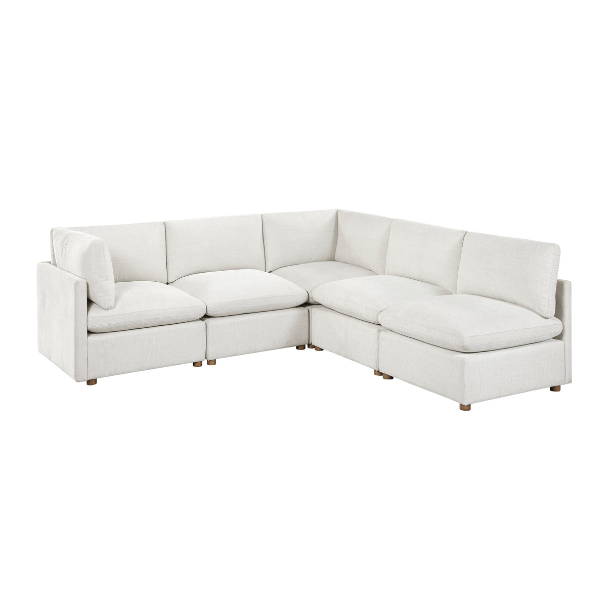 Annex Beige 5-Piece Chenille Modular Sectional with Two Corner Seats by Homelegance at Eve Furniture