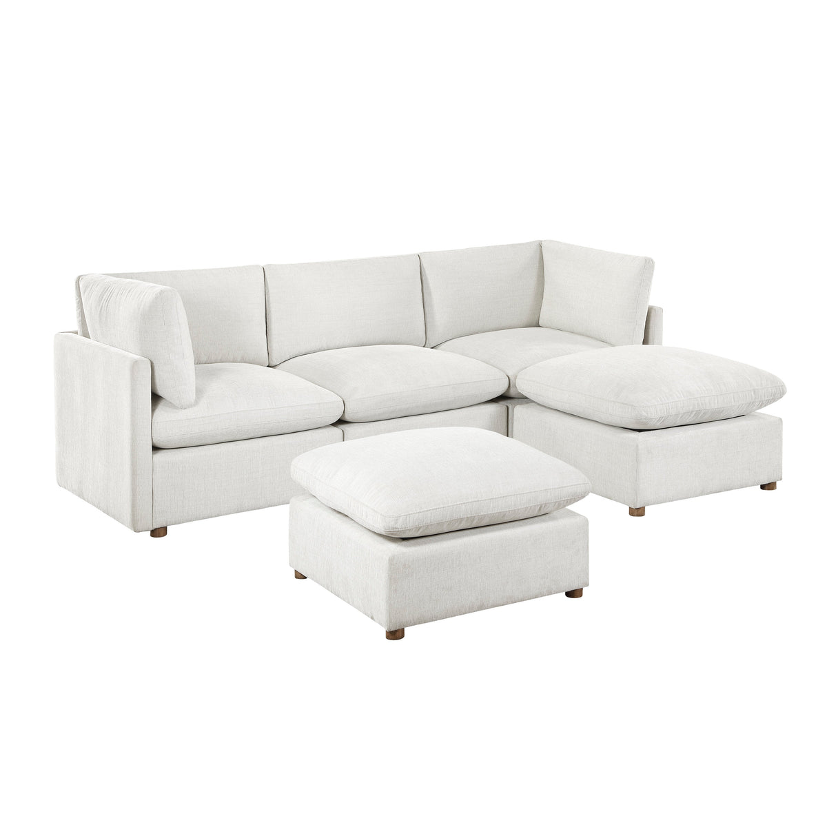 Annex Beige 5-Piece Chenille Modular Sectional with Two Ottomans by Homelegance at Eve Furniture