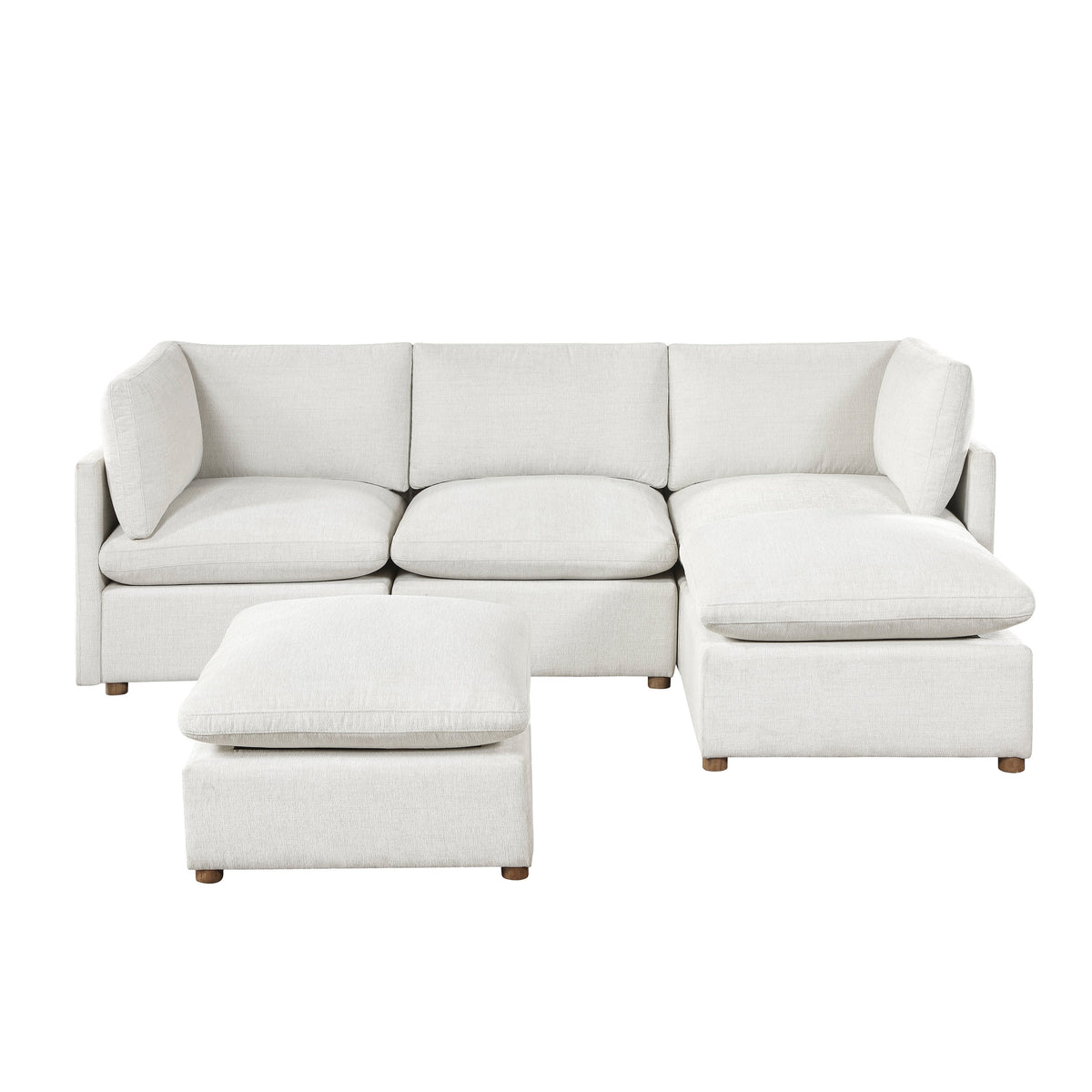 Annex Beige 5-Piece Chenille Modular Sectional with Two Ottomans by Homelegance at Eve Furniture